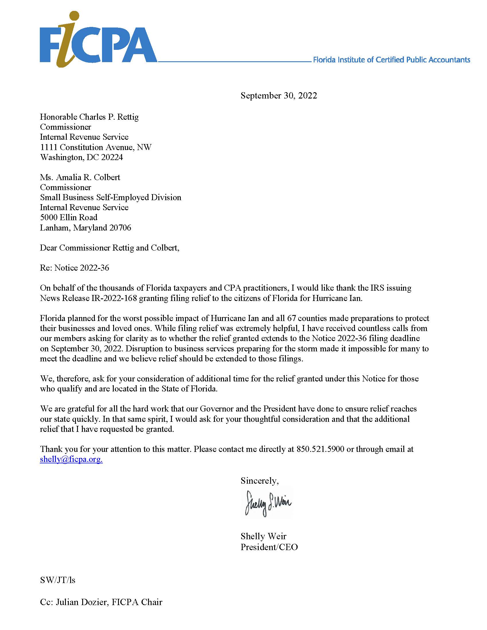 IAN- FICPA letter to IRS Commissioners Rettig-Colbert